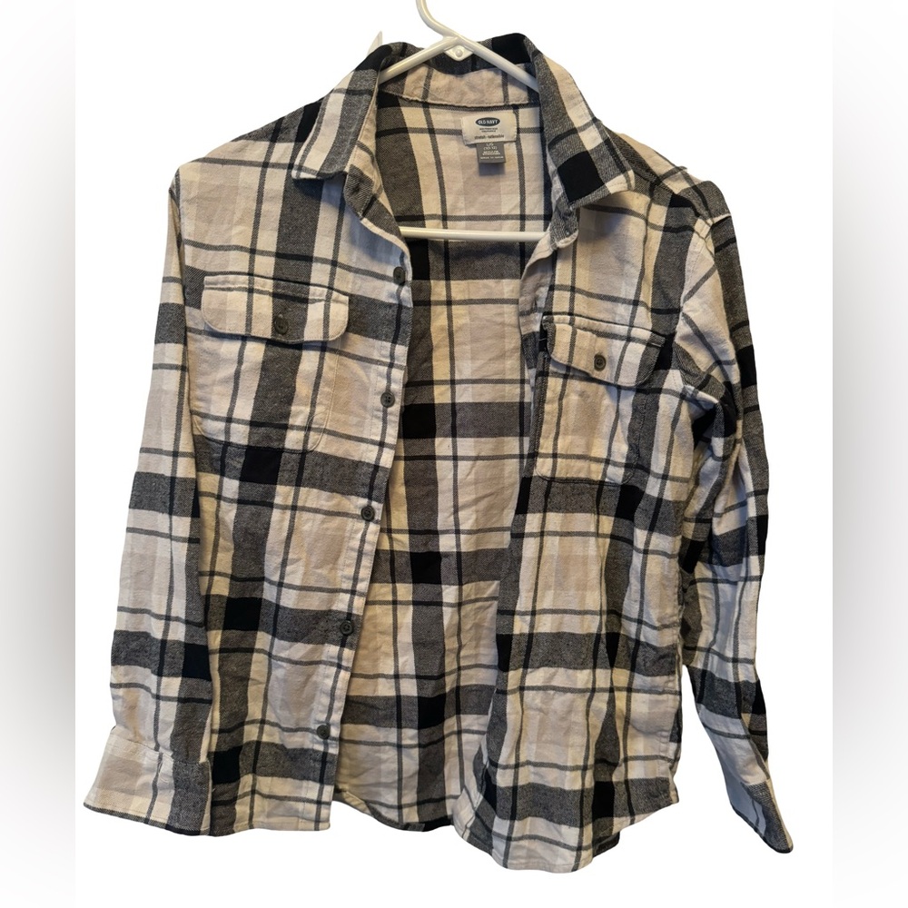 Old Navy Black and White Plaid Button Down Shirt